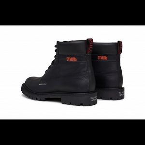 Heron Preston Leather Rugged Ankle Worker Boot